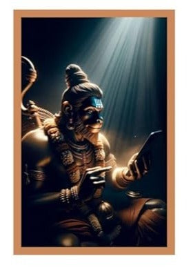 Aesthetic Lord Hanuman Poster, Bajrangbali Wallpaper Sticker for Strength and Devotion, HD Quality Print on 300 GSM A4 Size 8 * 12 Inch, Glue-Dots Included, God Posters for Wall V11