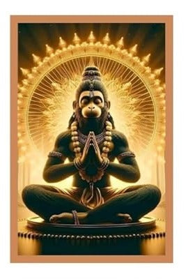 Aesthetic Lord Hanuman Poster, Bajrangbali Wallpaper Sticker for Strength and Devotion, HD Quality Print on 300 GSM A4 Size 8 * 12 Inch, Glue-Dots Included, God Posters for Wall V2
