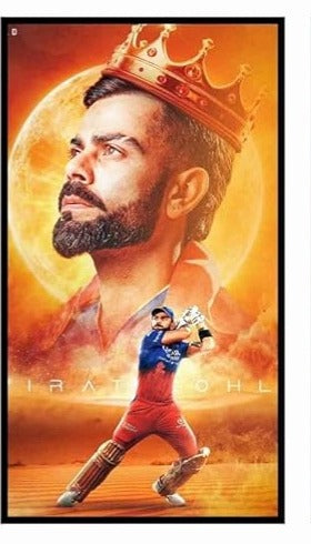 Cricketer King Kohli Wall Poster | Premium A4 Size 350 GSM Glossy Art Prints | Sports Poster for Bedroom, Living Room & Office