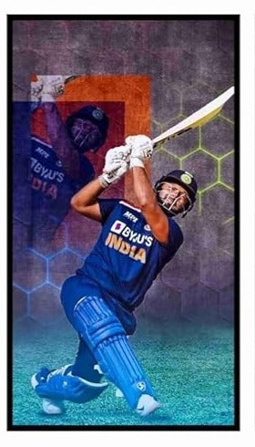 Cricketer Rishabh Pant Wall Poster | Premium A4 Size 350 GSM Glossy Art Prints | Sports Poster for Bedroom, Living Room & Office