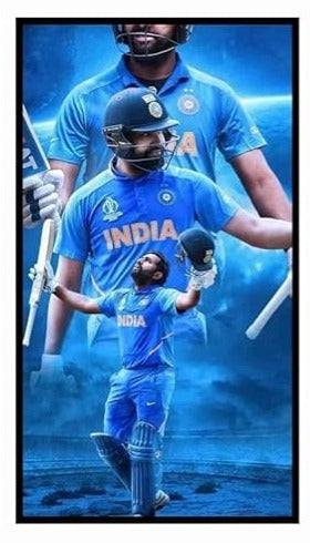 Cricketer Rohit Sharma Wall Poster | Premium A4 Size 350 GSM Glossy Art Prints | Sports Poster for Bedroom, Living Room & Office