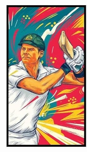 Cricketer Steve Smith Wall Poster | Premium A4 Size 350 GSM Glossy Art Prints | Sports Poster for Bedroom, Living Room & Office