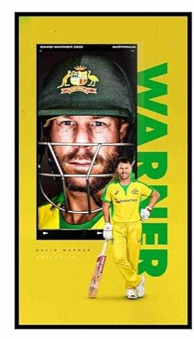 Cricketer David Warner Wall Poster | Premium A4 Size 350 GSM Glossy Art Prints | Sports Poster for Bedroom, Living Room & Office