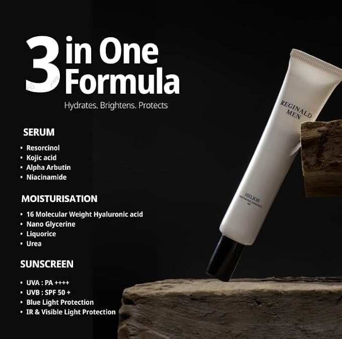 Reginald Men Sunscreen SPF 50 PA++++ Brightening & Moisturising - 50 gms